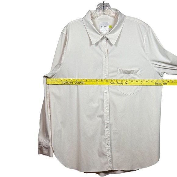 BEAUTIFUL by Lawrence Zarlan Short Sleeve Button Down, Silky Shirt, Off White, L - Picture 3 of 8